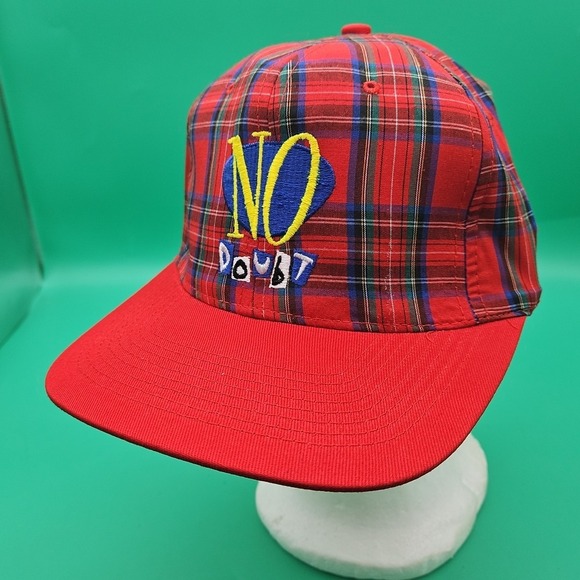 Vintage No Doubt Hat Cap Plaid RARE Gwen Stefanie 90s Music Snapback KC Caps - Picture 1 of 10
